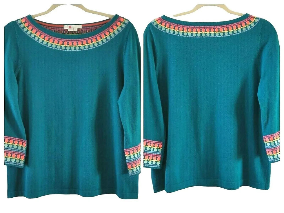 Thumbnail: Boden Monmouth Embroidered JUMPER VIBRANT TEAL K0313 XS BRAND NEW SAMPLE  T15