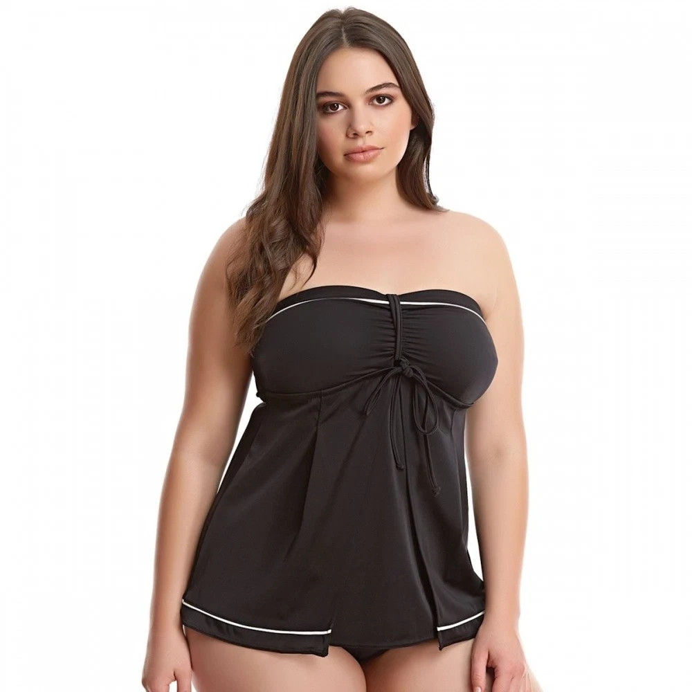 Elomi Essentials Bandeau Tankini BLACK SIZE UK 24 BRAND NEW B5