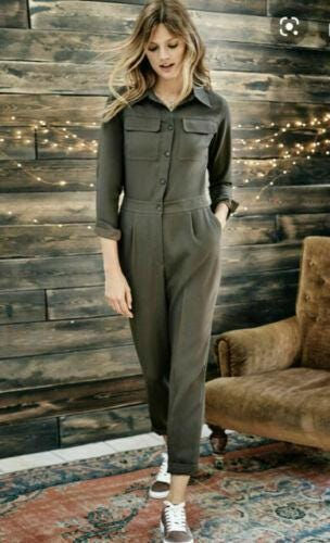 Boden Zada Straight Leg Smart Evening Occasion Jumpsuit Uk 8R New T0268 Khaki P2