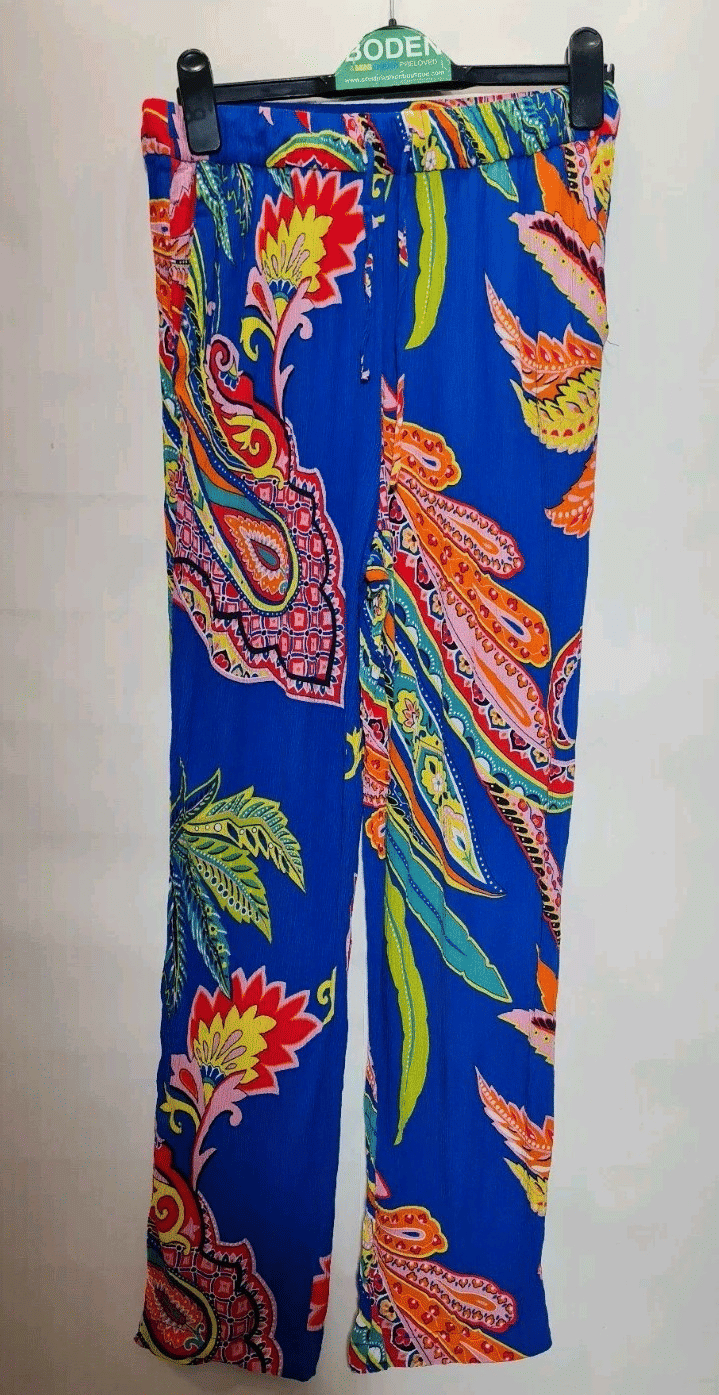 Thumbnail: Boden Crinkle Wide Trousers Floral R0525 RRP £70 Size UK 8  A11