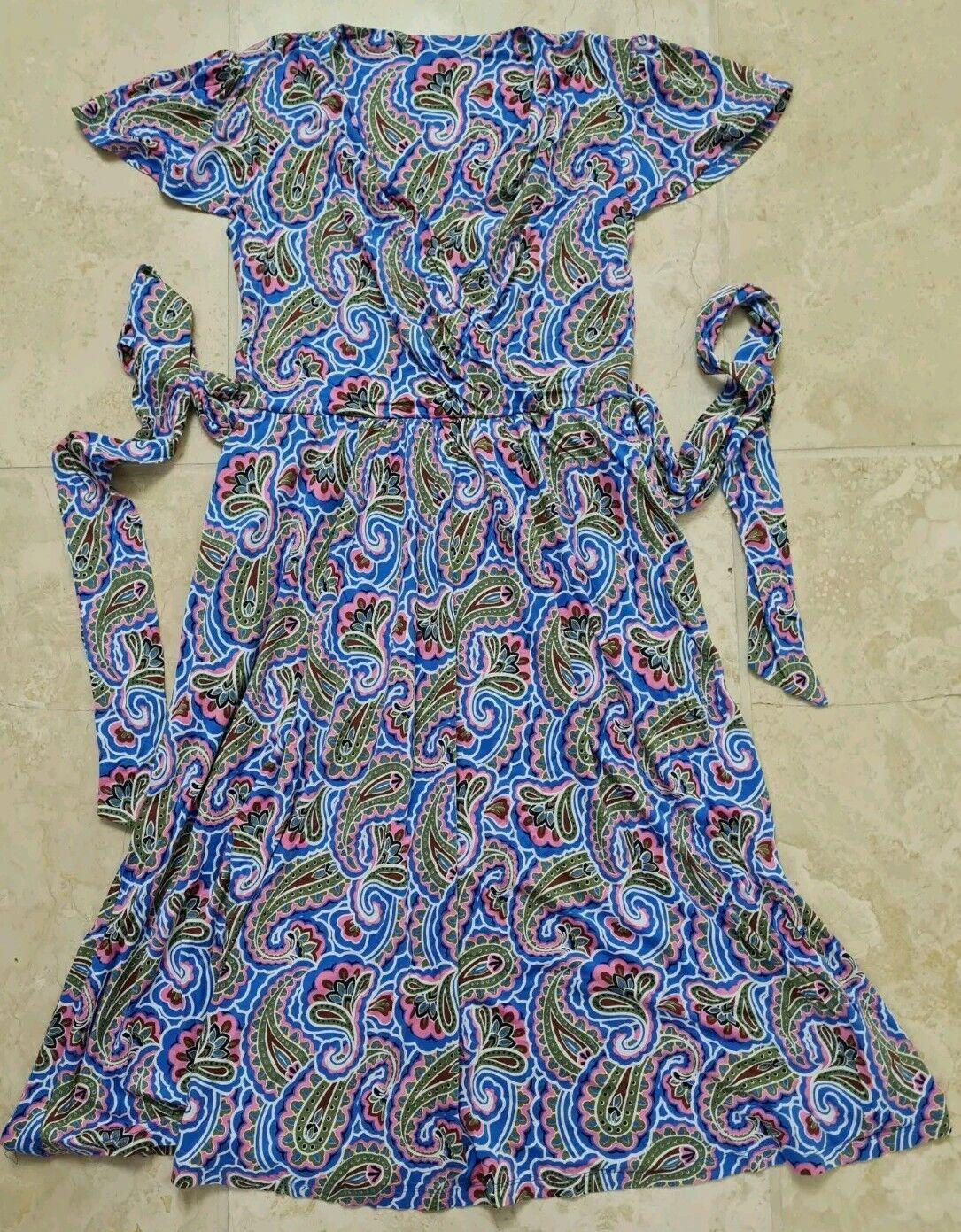 Boden Evangeline Jersey Wrap Dress Blue Paisley Size Uk 6L Brand New Sample D44