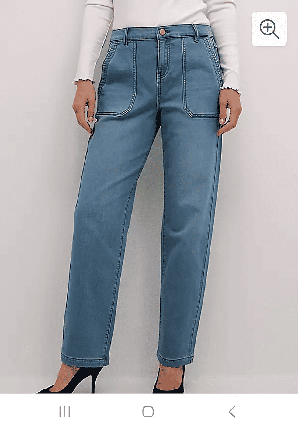 Thumbnail: Cream Stacia Straight Legs Regular Fit Jeans Blue Maine Size Large Brand New