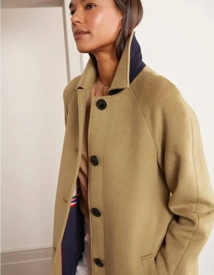 Thumbnail: Boden Billington Camel Overcoat Premium Wool Blend UK 8 C1