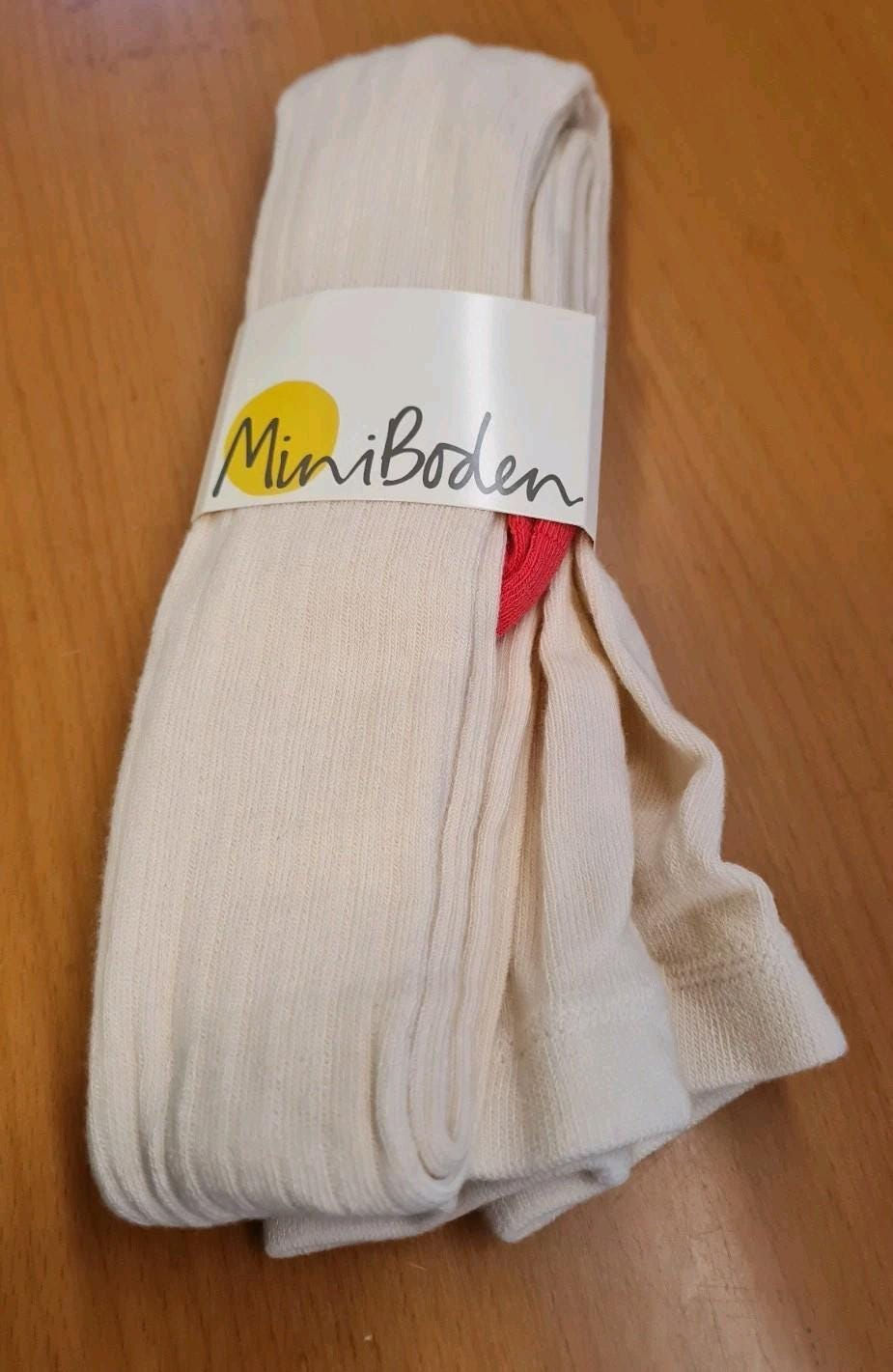 Mini Boden Girls Ribbed Tights IvoryPink Age 5-6 Years Brand New