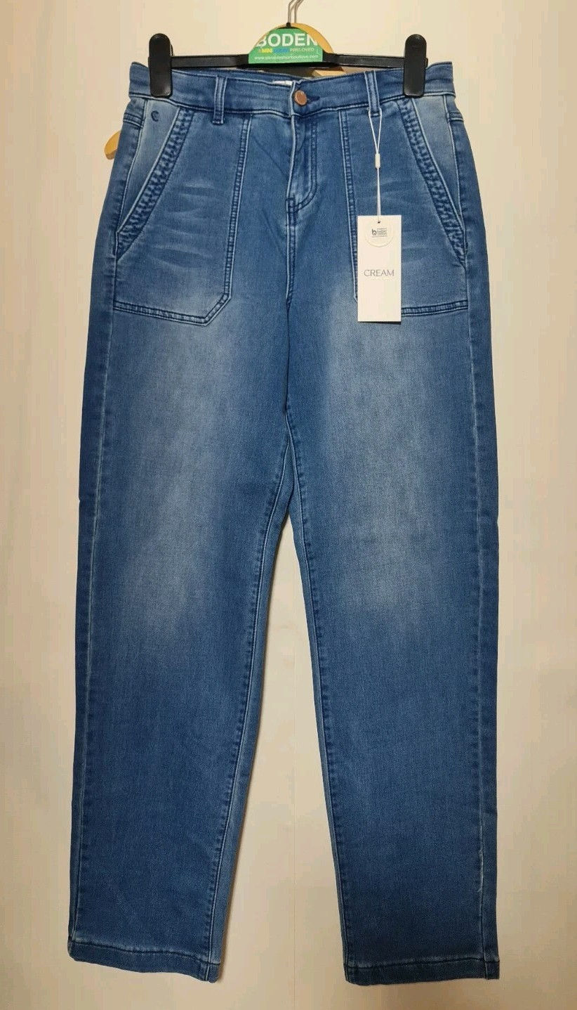 Thumbnail: Cream Stacia Straight Legs Regular Fit Jeans Blue Maine Size Large Brand New