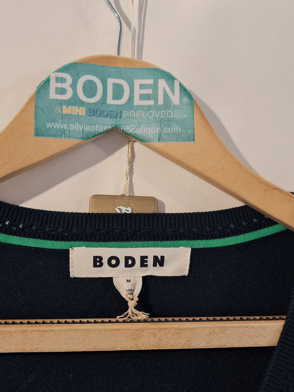 Thumbnail: Boden Catriona Cotton V-Neck Jumper Navy K0831 Size M Brand New A24
