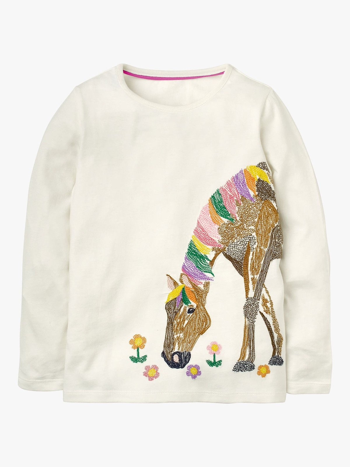Mini Boden APPLIQUE Super-Stitch Animal LONG SLEEVE Top Ivory BRAND NEW G2261
