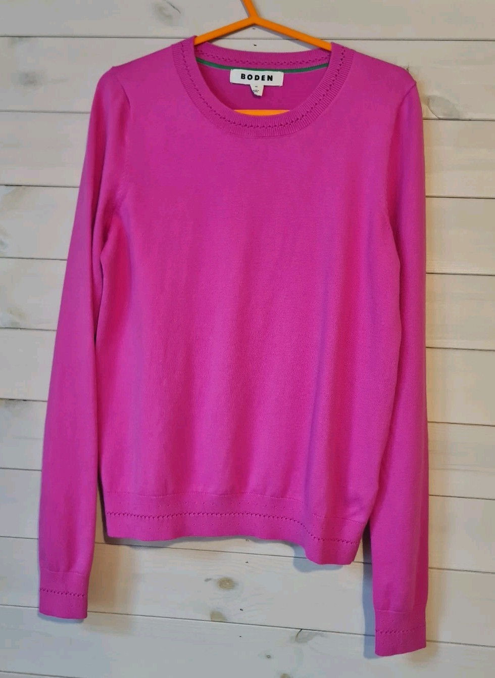Boden Catriona Cotton Crew Neck Jumper Pink K0833 Size XS Preloved A6