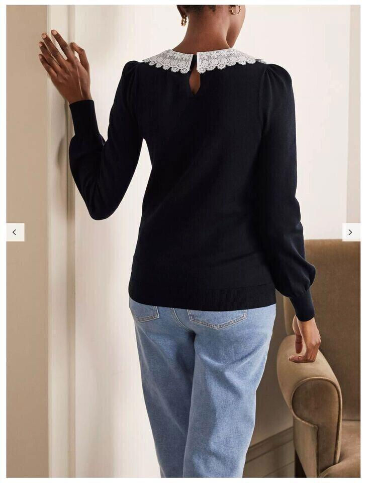 Thumbnail: Boden Harewood Woven Collar Sweater Navy Size S BRAND NEW K0426 T11