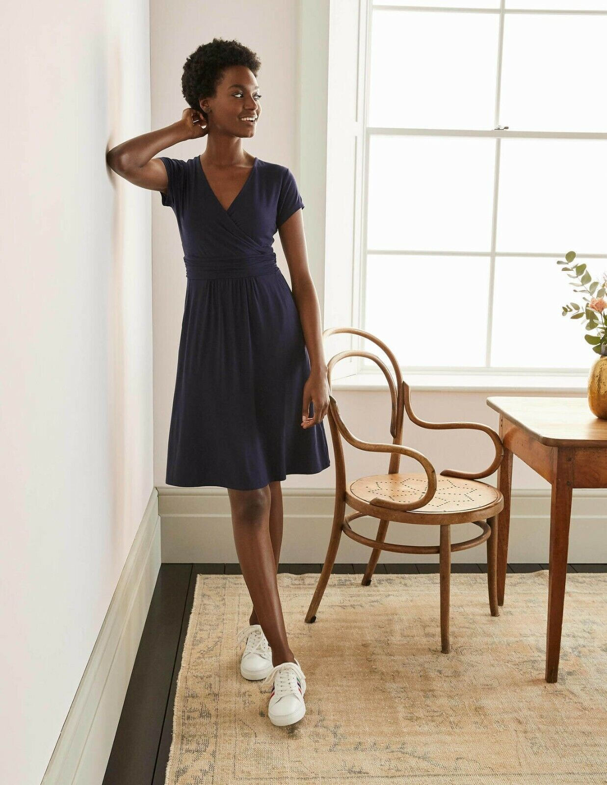 BODEN Lola Jersey Wrap Dress J0592 RRP £60 SIZE UK 8R BLACK  D2