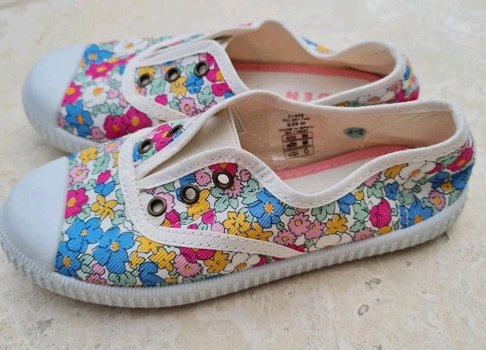 Thumbnail: Mini Boden Girls Laceless Canvas Pull-ons Blue Floral Size 11.5-30 Brand New H5