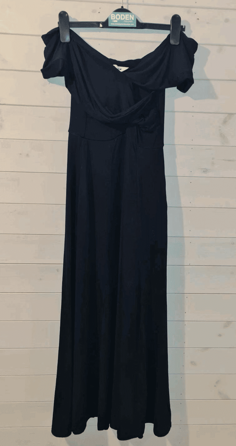 Thumbnail: Boden Bardot Jersey Maxi Dress Black RRP £98 D0996 Size UK 10P BRAND NEW A20