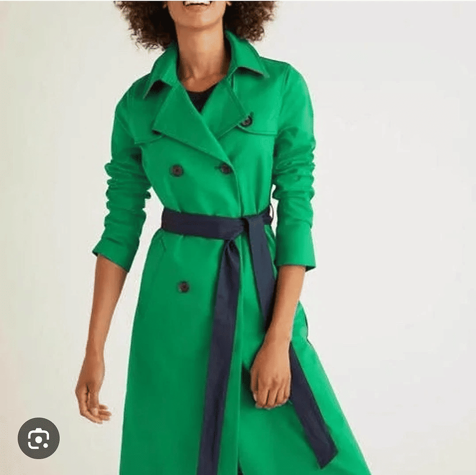 Thumbnail: BODEN FRANKLIN Green/Navy/Belted Trench Coat Size UK 8R Brand New SAMPLE C1