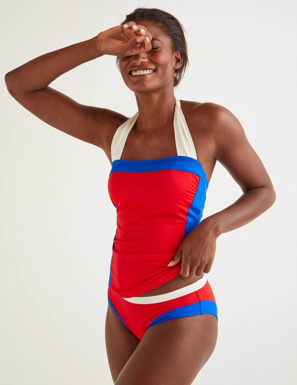 Boden Santorini Colourblock Bikini Bottom Red Size Uk 16 S0088 Brand New B1