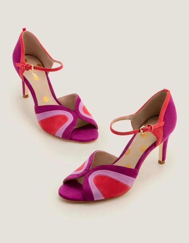 BODEN Suede Leather Colourblock Eugenie Heels RRP £130 Size 40/6.5 Brand New H9