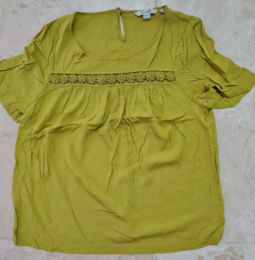 Boden Ladies Top Blouse Mustard Yellow Size Uk 12 Perfect Condition T24