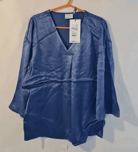 Thumbnail: KAFFE Ladies Karen Satin Blouse Blue Indigo Size UK 10 Brand New