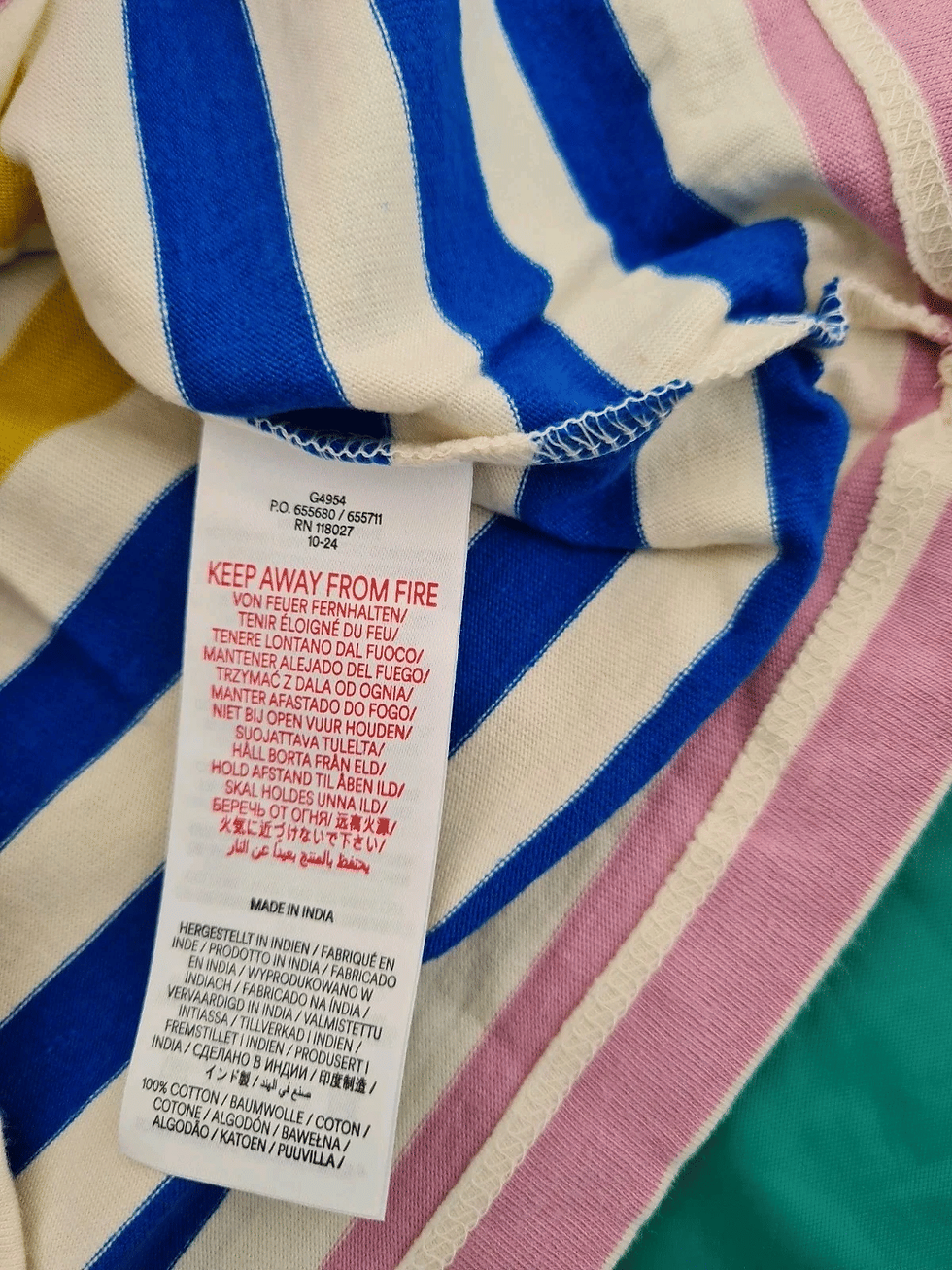 Thumbnail: Mini Boden multi Stripe Long Sleeve Cotton Jersey Dress Brand new
