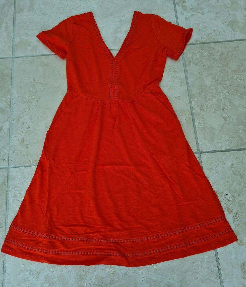 Thumbnail: Boden Carmen Jersey Trim Dress, Orange Sunset Uk 8L Brand New J0646 Sample D16