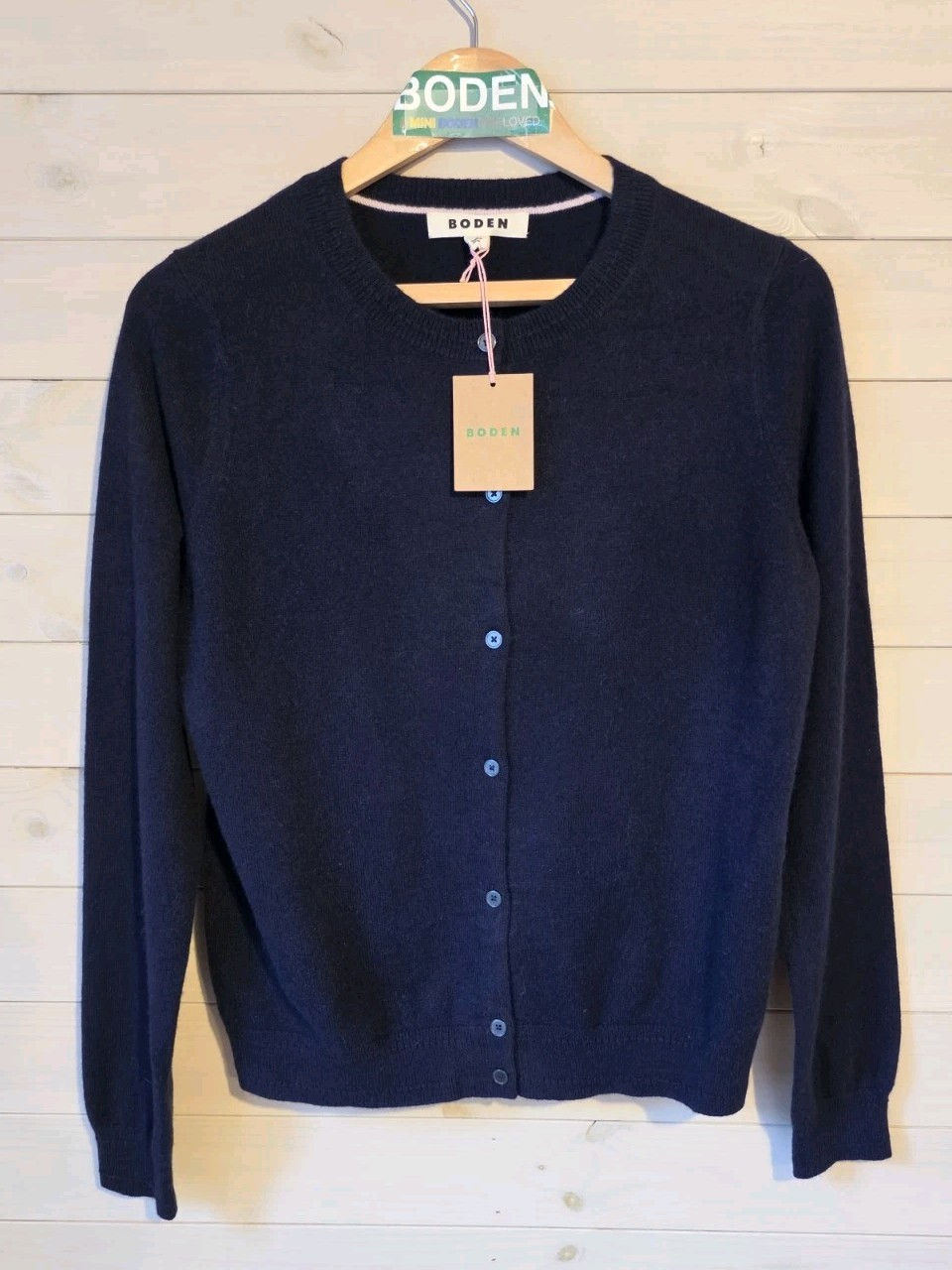 Boden Eva Cashmere Crew Cardigan Navy Size M Brand New RRP £140 K0862 A11