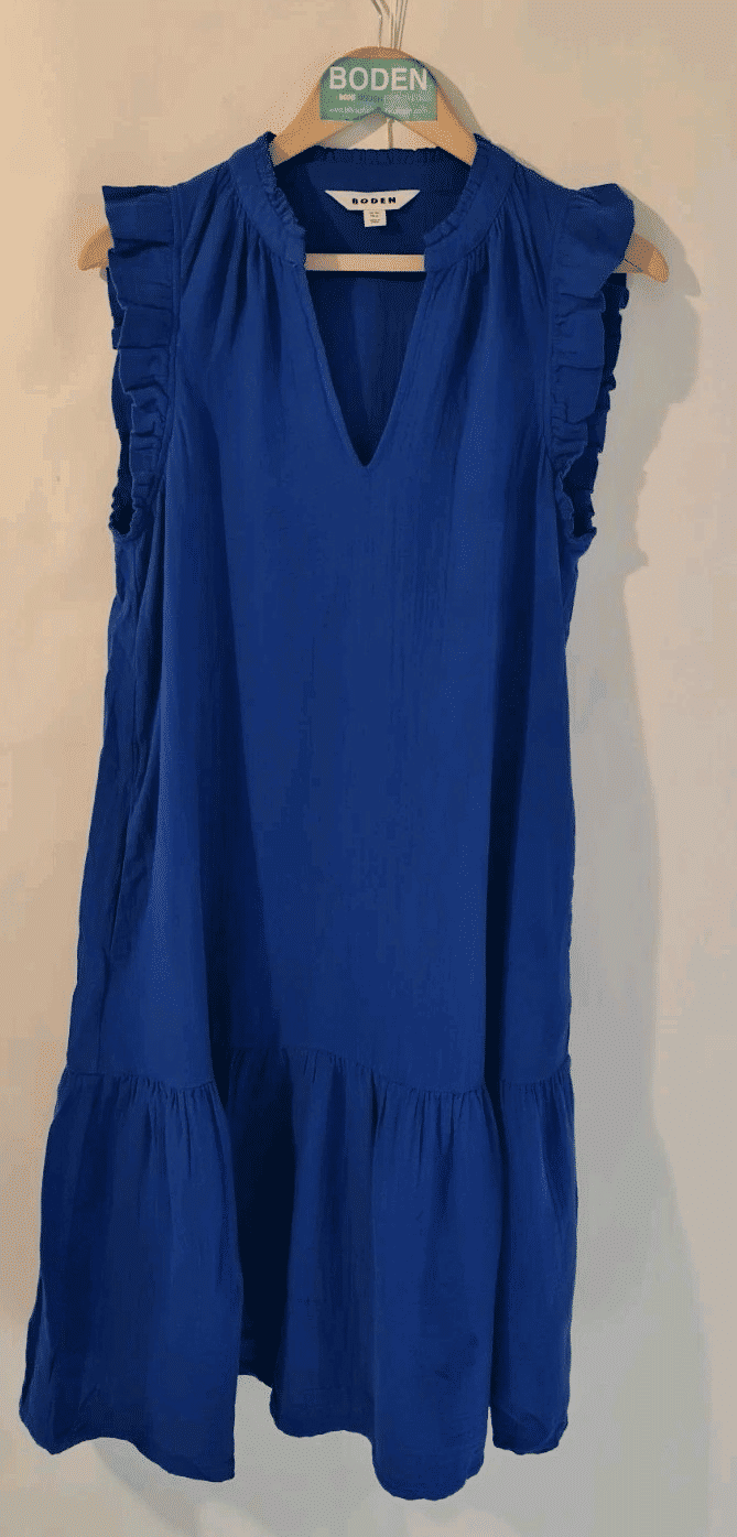 Thumbnail: Boden Daisy Double Cloth Short Dress Blue D0952 Size UK 8R Brand New A24