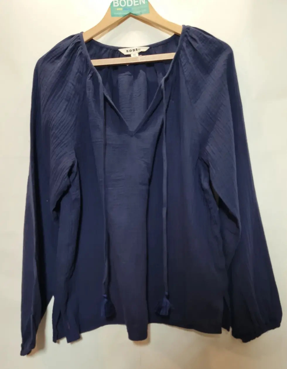 Thumbnail: BODEN Serena Double Cloth Blouse Navy Size UK 14 T1570 Brand New A12