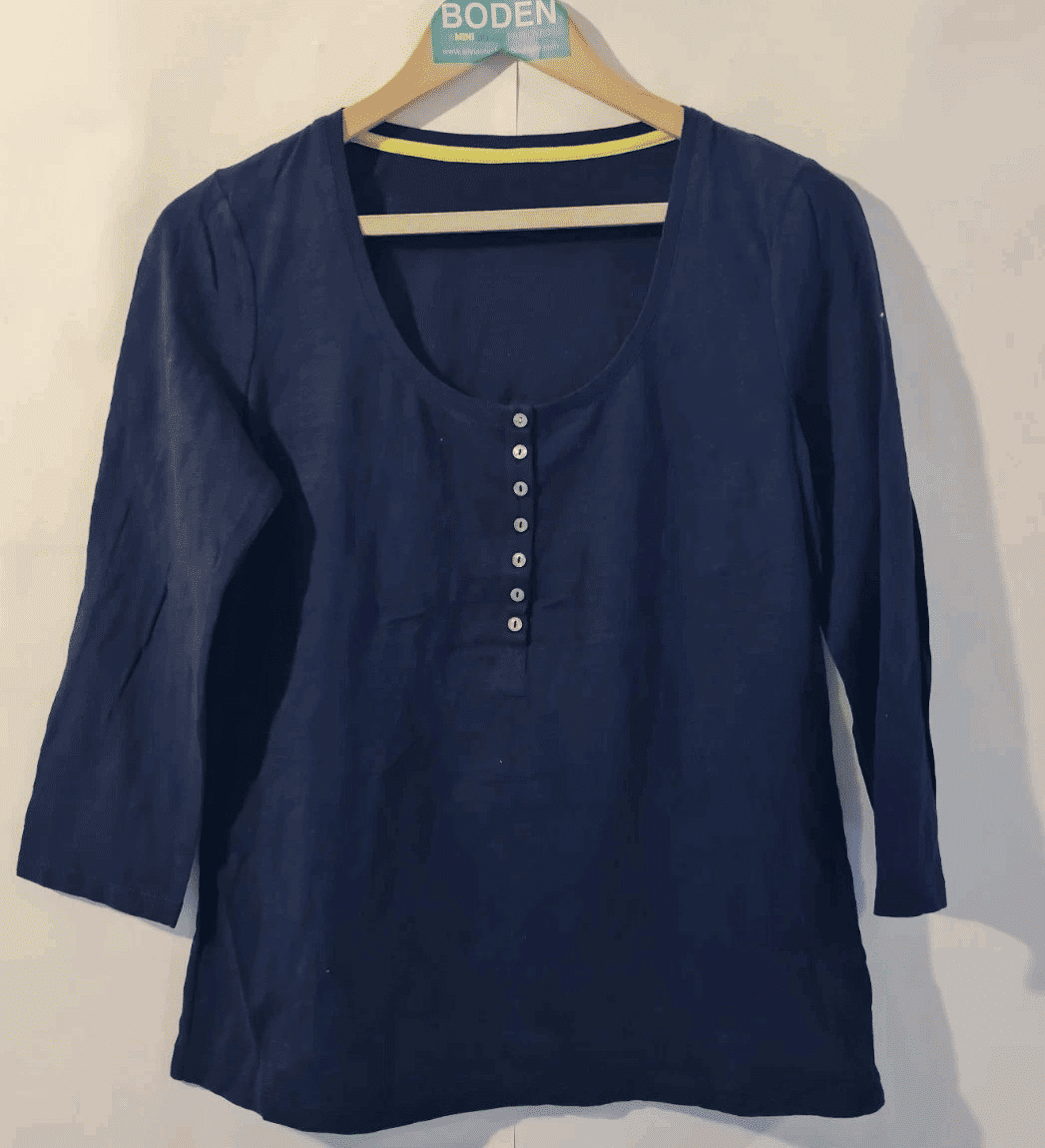 BODEN Ladies Scoop Neck Navy Top Size UK 12 Preloved A16