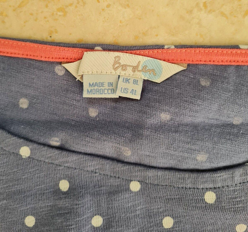Thumbnail: Boden Chambray Spotty Phoebe Jersey Cotton Dress Pockets UK 8L WW202 D20 D23