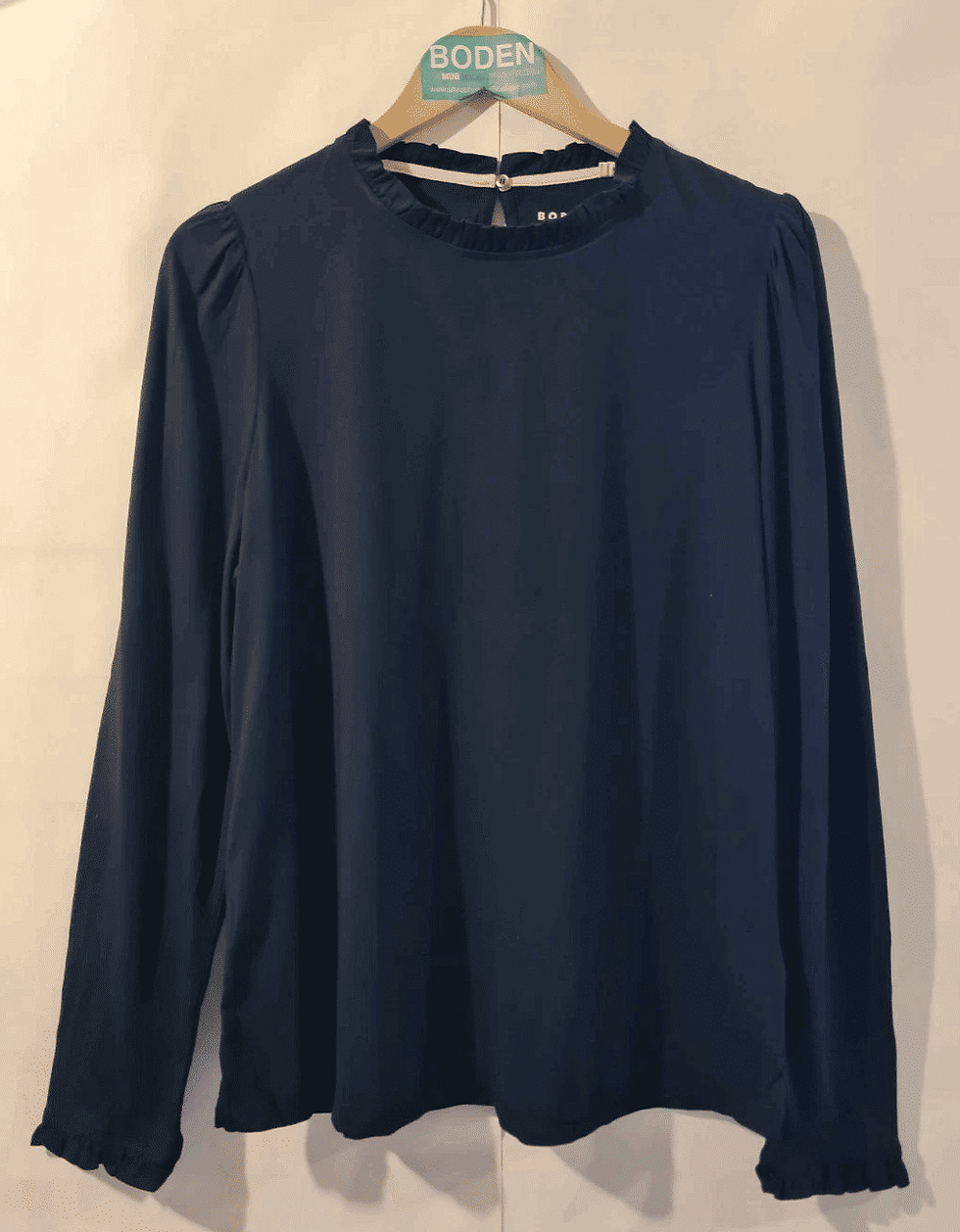 Thumbnail: BODEN Supersoft Frill Detail Top Black T1052 Size UK 18 Brand New A14