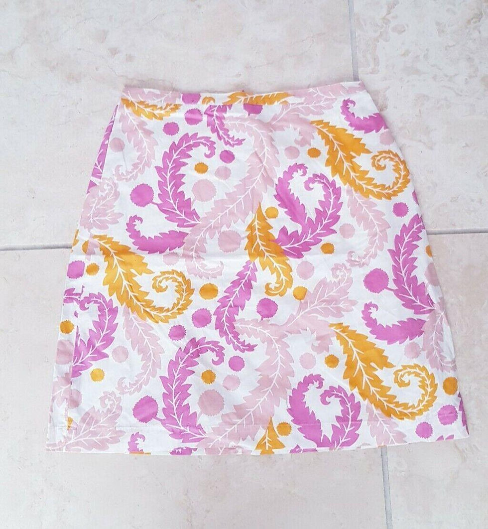 Thumbnail: Boden Pink Paysley Printed Cotton A-Line Skirt Wg702 Size Uk 8P Perfect S1