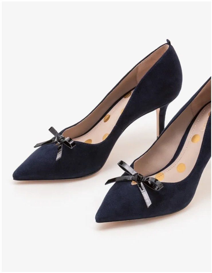 Boden Eleanor Suede Leather Bow Courts Navy size 39.5/6.5 RRP £110 New H8