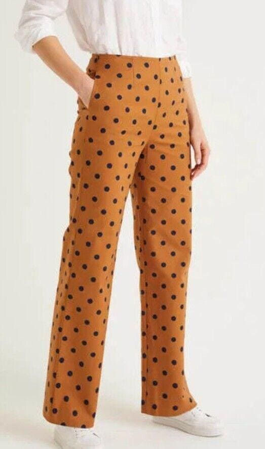 Thumbnail: Boden Sloane Wide Leg Trousers Gingerbread Spot Size Uk 6R Brand New Sample