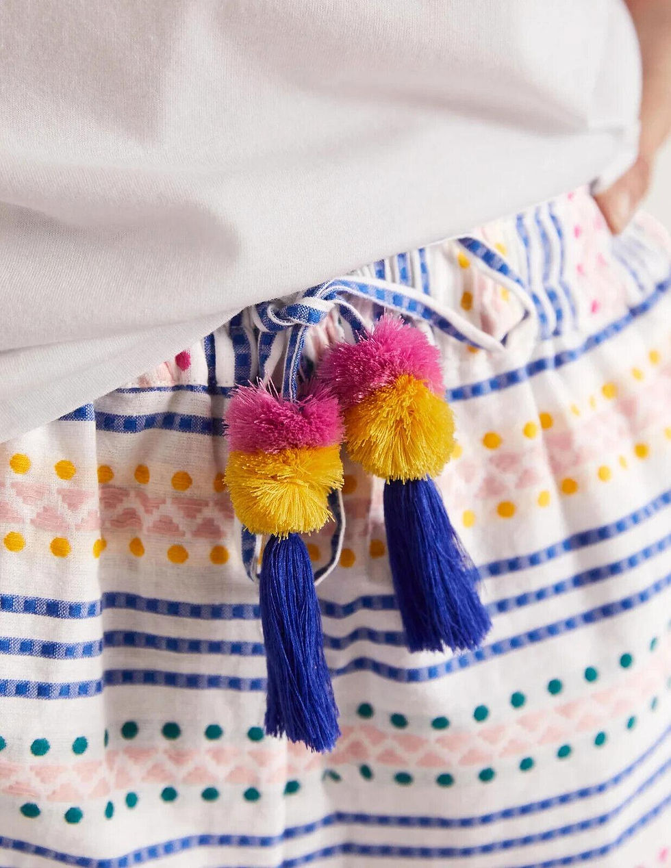 Thumbnail: Boden Pull On Cotton Shorts Multi Dobby Stripe Uk 22 PRELOVED R0149