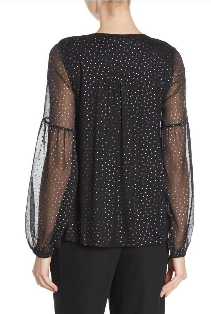 Thumbnail: Boden Hazel Foil Spot Top Black Metallic Spot J0302 Size UK 8 Brand New T4