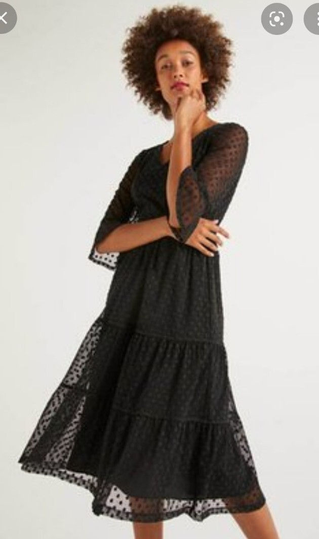 Boden Rosanna embroidered midi dress BLACK UK 6L W0255 RRP £140 NEW SAMPLE D53