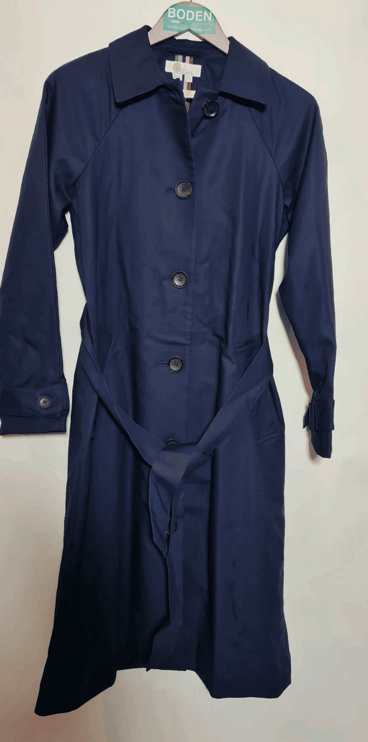 Thumbnail: BODEN Navy Belted Trench Midi Coat Size UK 6 Brand New C1
