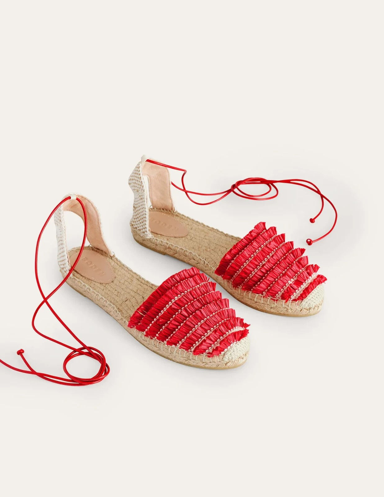 BODEN Fringe Detail Flat Espadrilles Vermillion Red RRP £90 SIZE 41/7.5 NEW H1