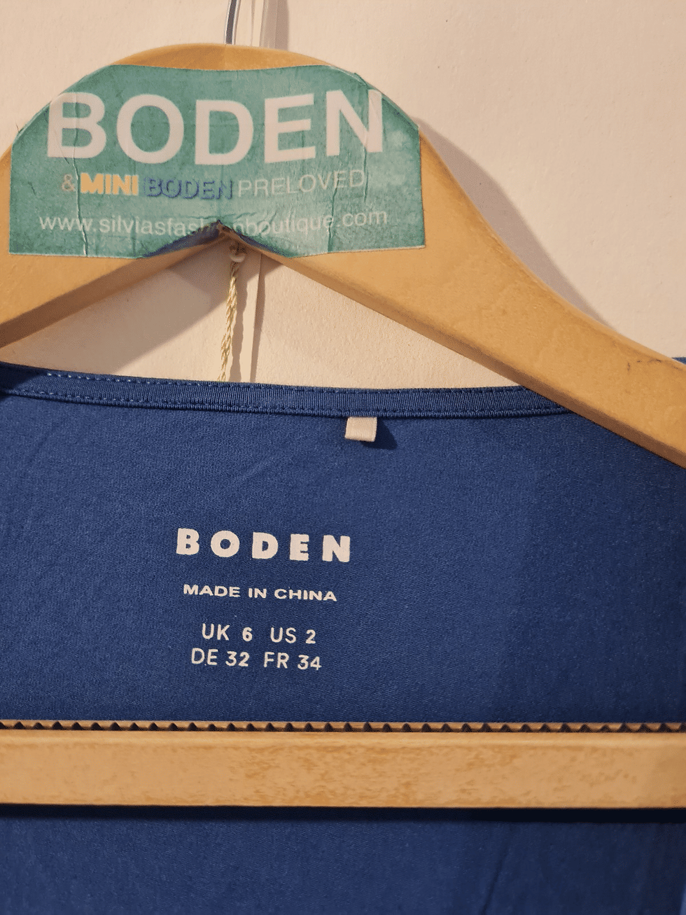 Thumbnail: BODEN Double Layer Short Sleeve Top Blue T1360 Size UK 6 Brand New A24