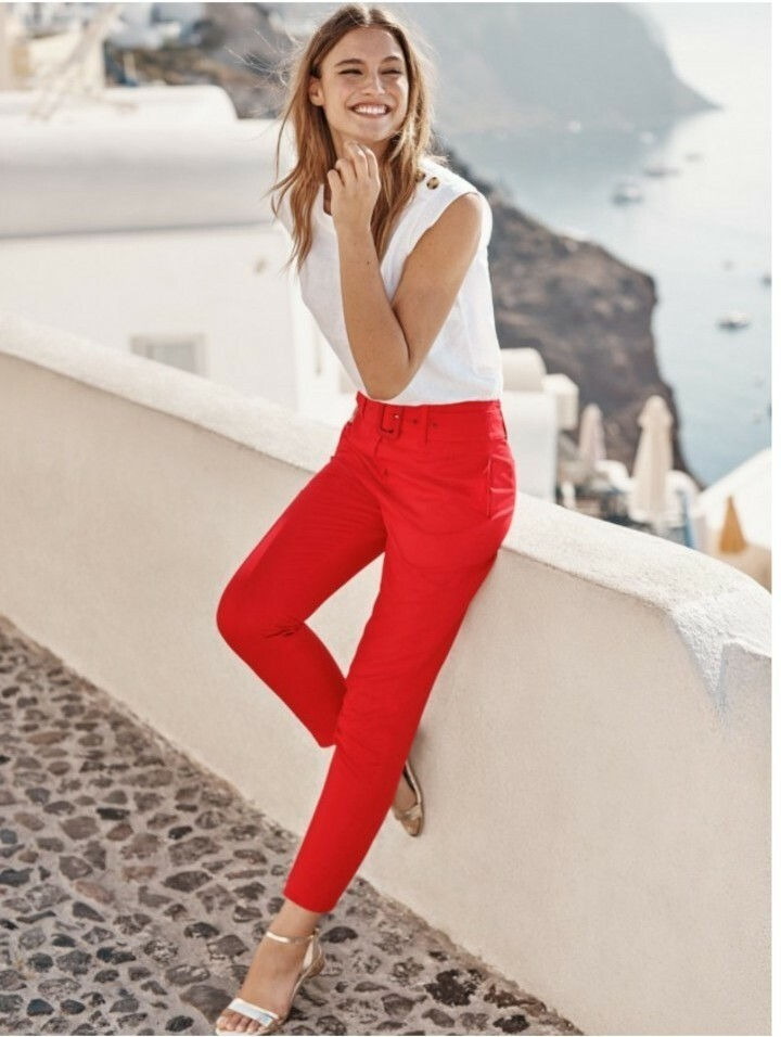 BODEN Holkham Belted Pants RED T0497 RRP £70.00 SIZE UK 10L EXCELLENT CONDITION