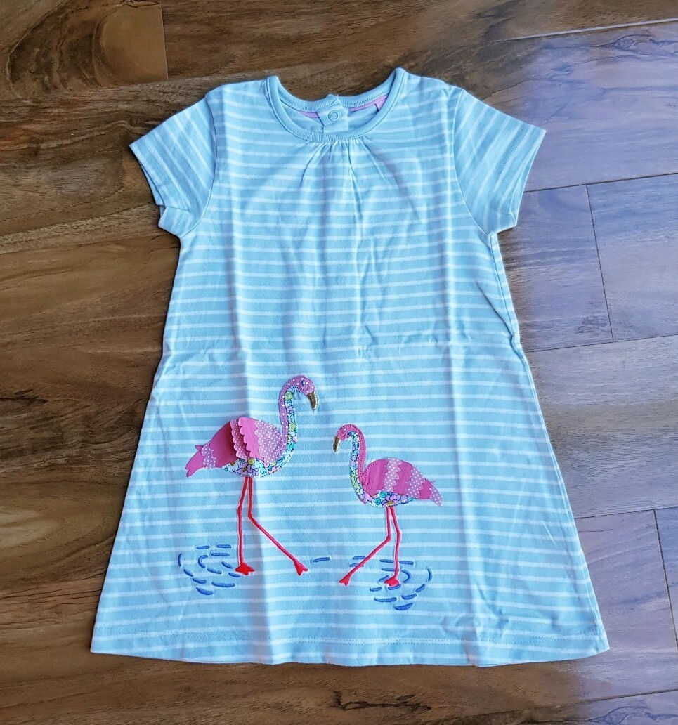 MINI BODEN baby GIRLS FLAMINGO APPLIQUÉ JERSEY DRESS Y0277 BRAND NEW