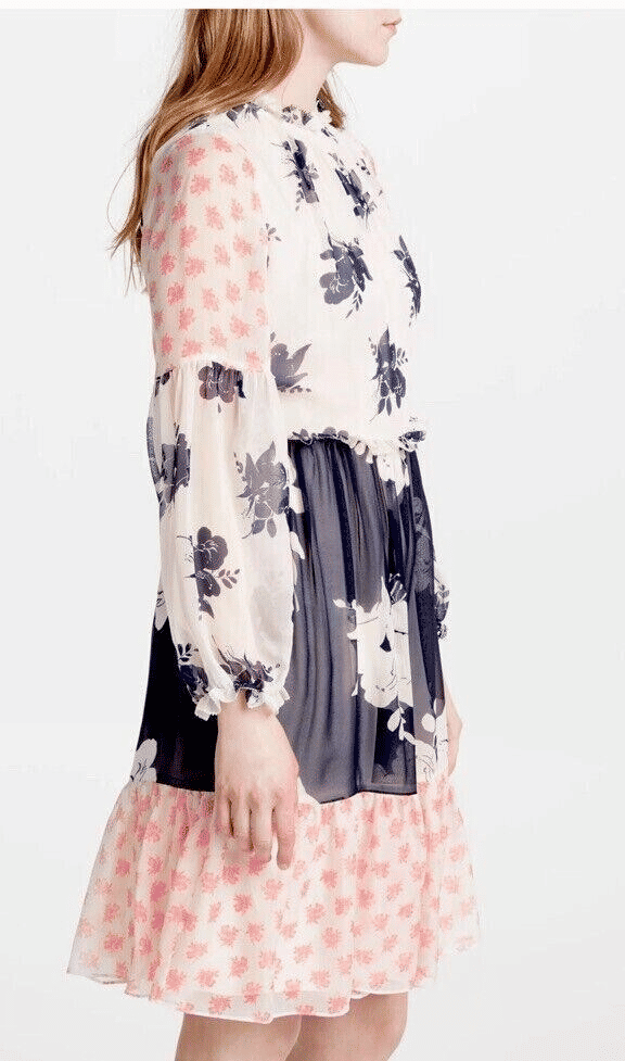 Thumbnail: Boden Icons Jemima Silk Ruffle Dress Pearl Wild Bloom Mono RRP £250 UK 12 NEW D