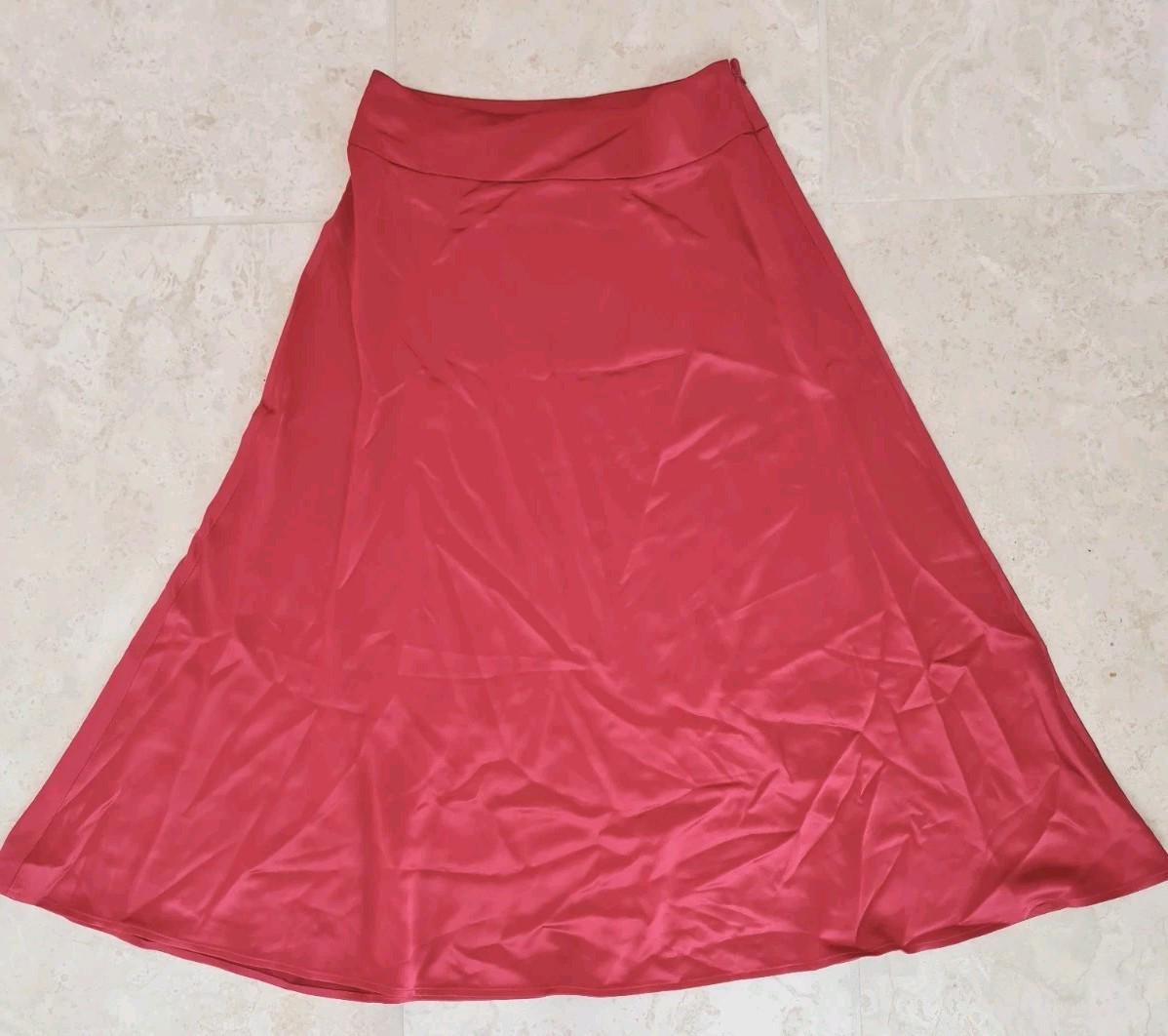 Boden Ladies Satin Silky Midi Skirt Red Size UK 12R Brand New S3
