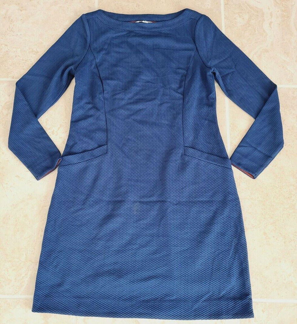 Thumbnail: Boden Ingrid Jacquard Shift Dress Blue J0774 Uk 14R Excellent Condition D22