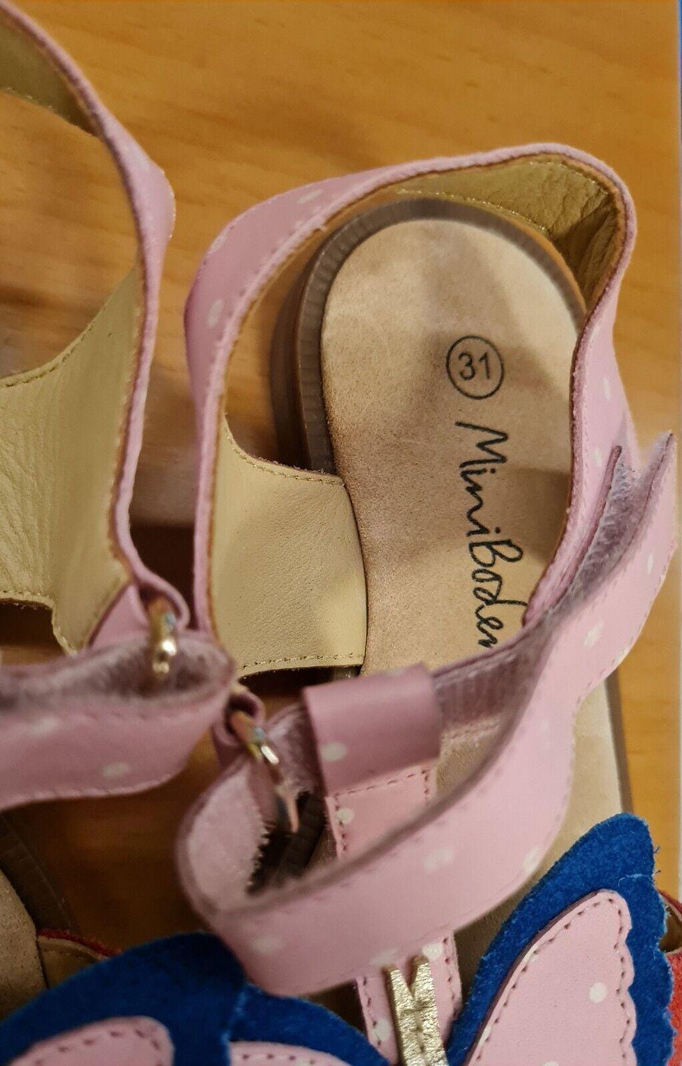 Thumbnail: Mini Boden Girls Fun Leather Sandals Butterfly Brand New SIZE 31  H3