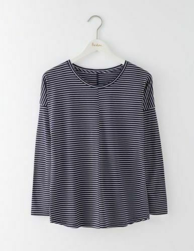 BODEN LADIES GORGEOUS NAVY Stripe supersoft relaxed TOP WO108 BRAND NEW