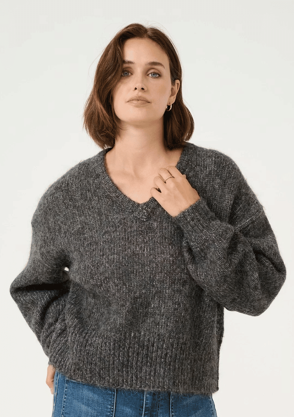 Thumbnail: Kaffe KAtrina Pullover Grey Melange SIZE Large Brand New