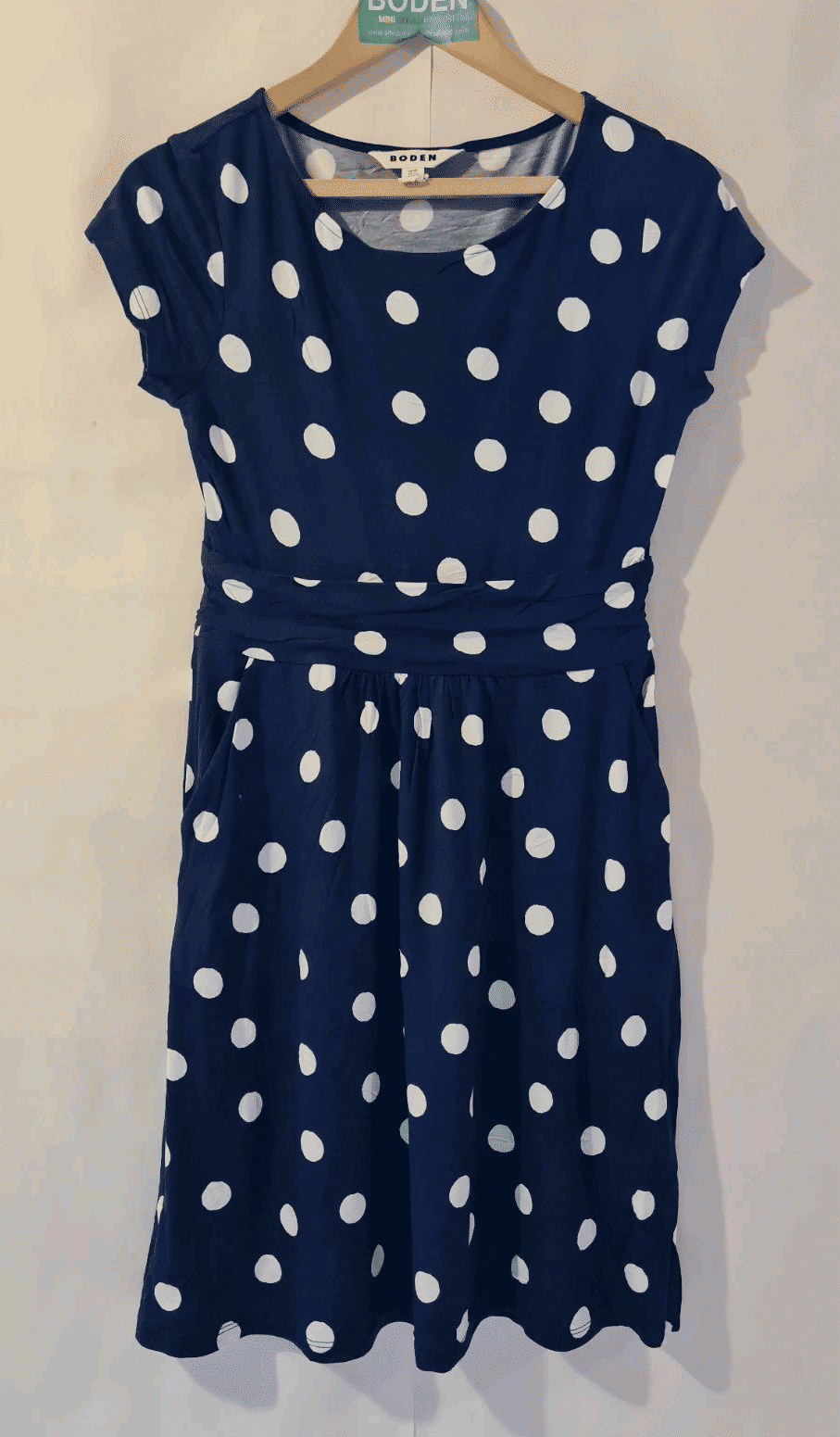 BODEN Ladies Amelie Jersey Dress NAVY Polka Dot J0326 SIZE UK 8P BRAND NEW A16