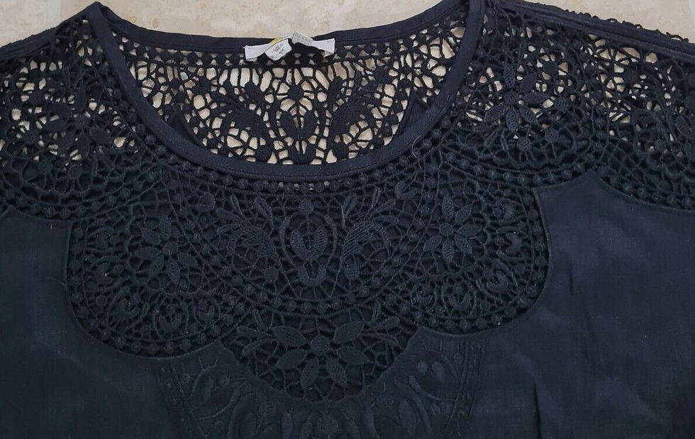 Thumbnail: BODEN Fleur Embroidered Linen Dress BLACK RRP £85 UK 6L W0722 preloved D11
