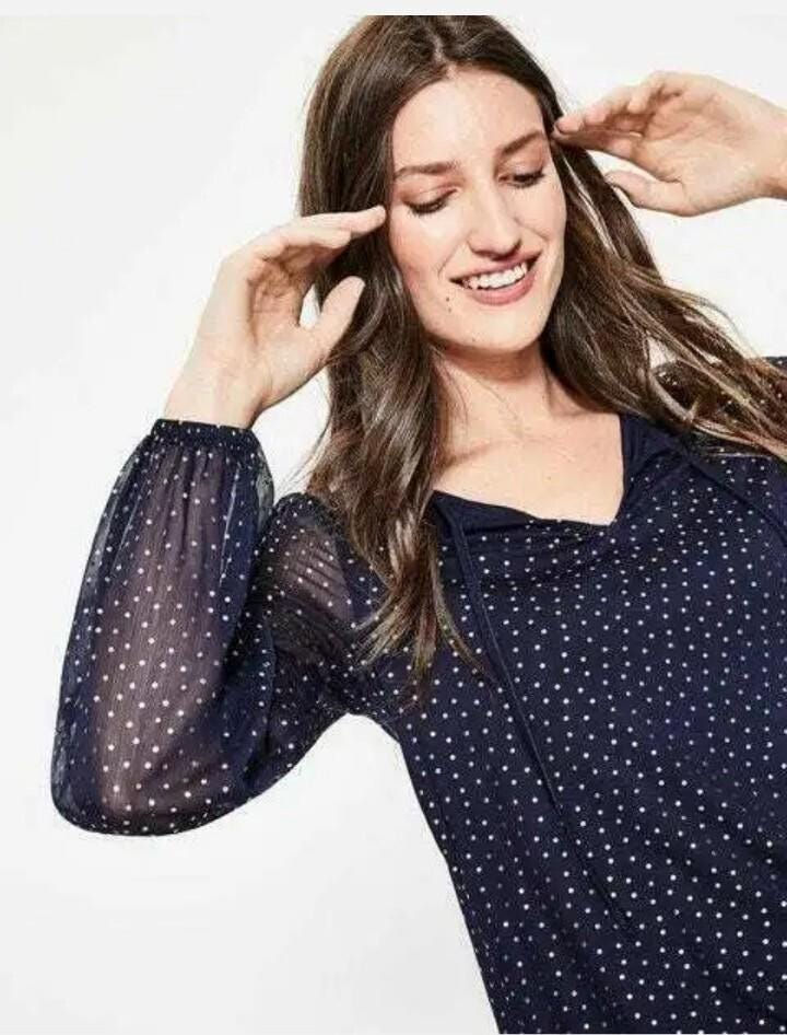 Thumbnail: Boden Hazel Foil Spot Top Black Metallic Spot J0302 Size UK 8 Brand New T4