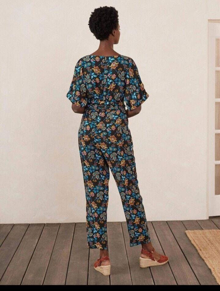 Thumbnail: Boden Alice Wrap Jumpsuit Black Summery Chintz Brand New T0771 Size Uk 12R P2